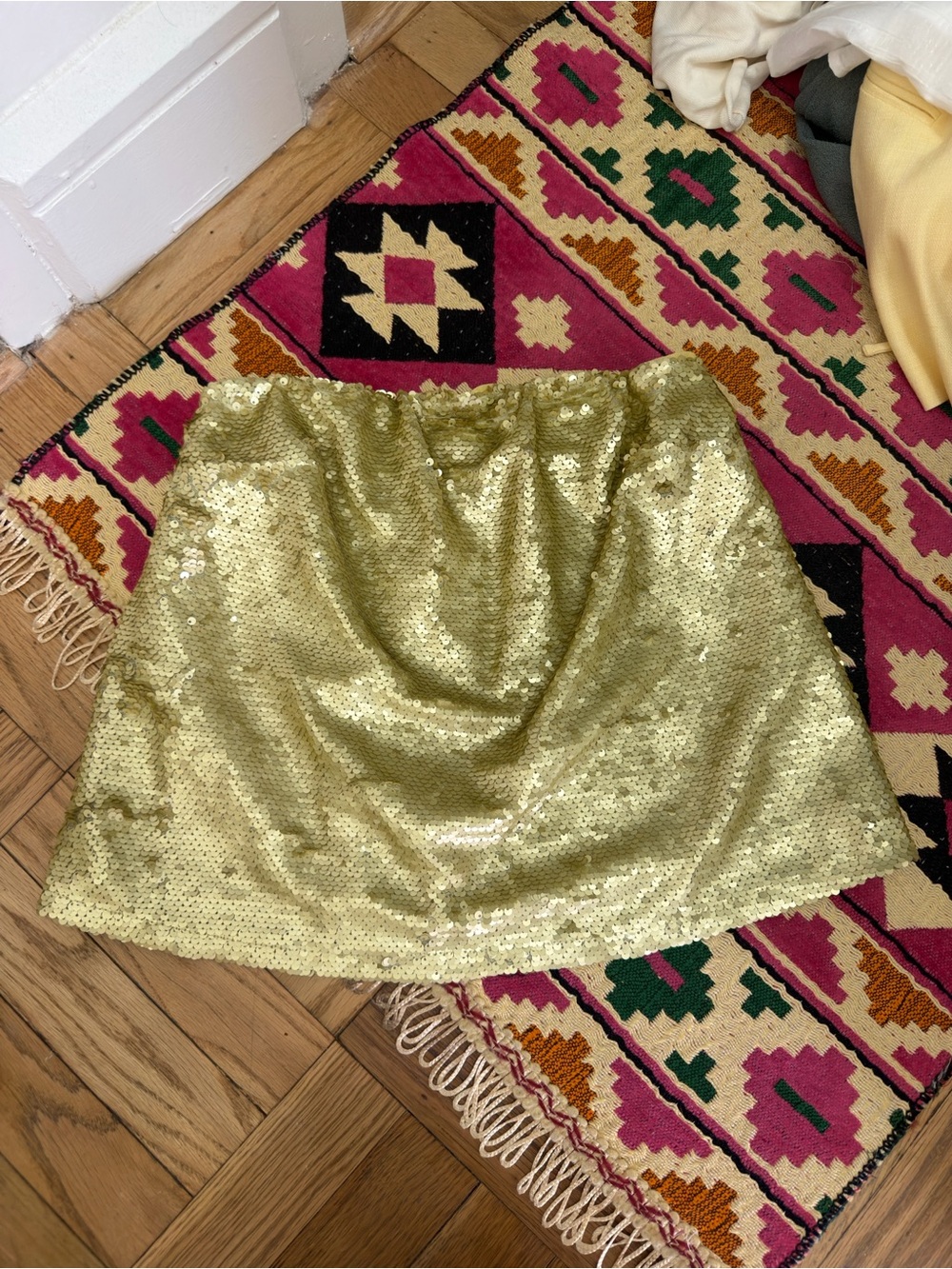 Anthropologie Sequin Mini Skirt/Tube Top - Green/Gold